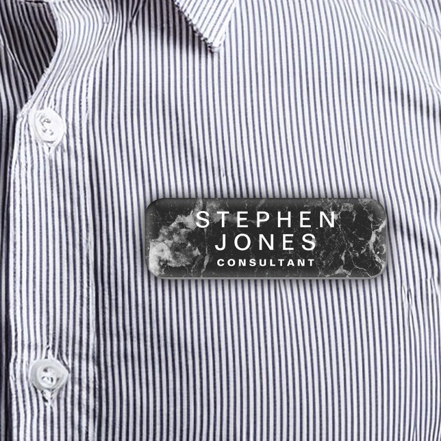 Elegant Modern Black Plain Marble Name Tag (black marble custom nametag
)