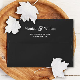 Elegant modern black pre addressed wedding envelope
