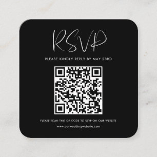 Elegant & Modern Black QR code RSVP response Enclosure Card