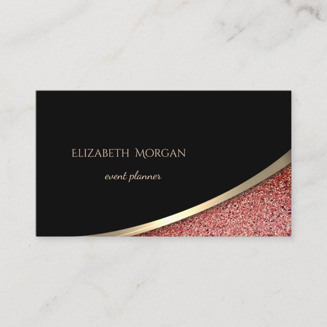 Elegant  Modern Black, Red Marble Business Card (Front)