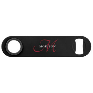 Elegant Modern Black Red Script Monogram