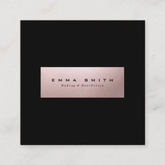 Elegant Modern Black Rose Gold Square Minimalist Business Card