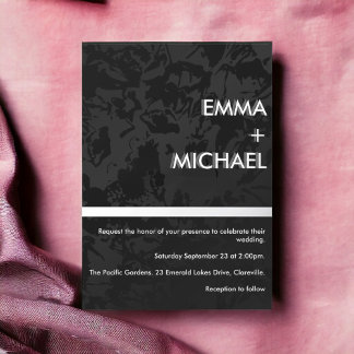 Elegant Modern Black Silver Foil Invitation