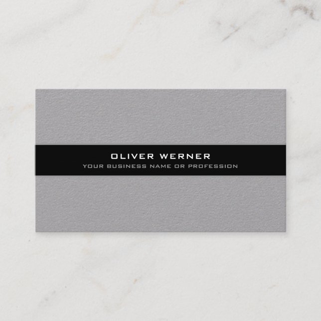 elegant modern black stripe on gray business card (Front)