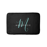 Elegant Modern Black Teal Script Monogram
