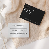 Elegant Modern Black Tie Wedding RSVP Card