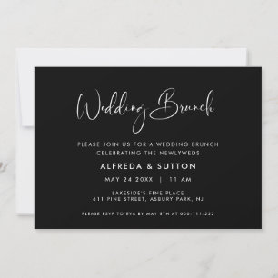 Elegant & Modern Black Wedding Brunch Invitation