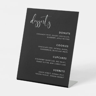 Elegant & Modern Black Wedding Dessert Bar Pedestal Sign