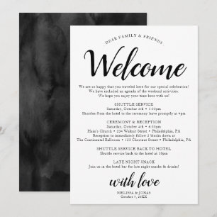 Elegant Modern Black Wedding Itinerary Program Programme