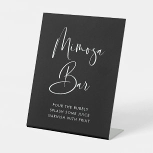 Elegant & Modern Black wedding Mimosa bar Pedestal Sign