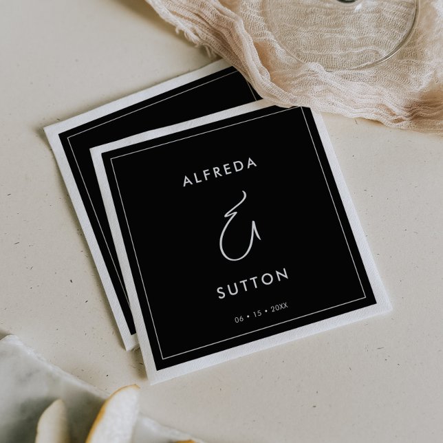 Elegant & Modern Black wedding Napkin (Creator Uploaded)