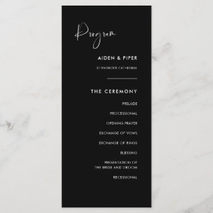 Elegant & Modern Black wedding program Programme
