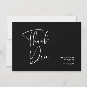 Elegant & modern Black wedding thank you card