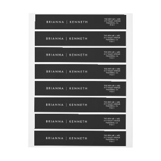 Elegant Modern Black Wedding Wrap Around Label