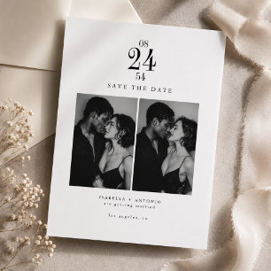 Elegant Modern Black & White 2 Photo Save the Date