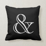 Elegant Modern Black White Ampersand Symbol Cushion<br><div class="desc">These elegant and modern throw pillow features white ampersand (&) symbol on black background.</div>