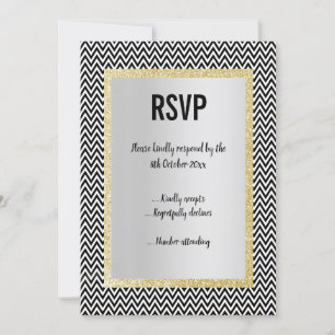 ELEGANT MODERN BLACK WHITE CHEVRON RSVP RESPONSE INVITATION