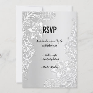 ELEGANT MODERN BLACK WHITE CHEVRON RSVP RESPONSE INVITATION