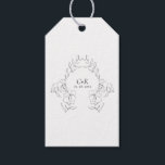 Elegant Modern Black/White Floral Wreath Gift Tags<br><div class="desc">Elegant modern black and white gift tag design accented with a hand-drawn botanical floral wreath ideal for any special occasion,  including weddings,  bridal parties,  anniversaries,  and more. Easily customise with your personal information including monogram and initials on the back of the card.</div>