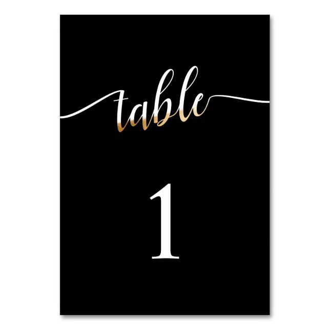 Elegant Modern Black White & Gold Wedding Table No Table Number (Front)