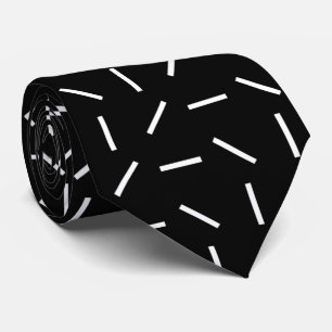 Elegant modern black white line pattern men tie