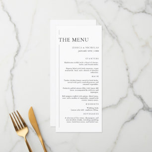 Elegant Modern Black & White Minimal Wedding Menu