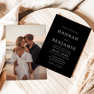 Elegant Modern Black & White Minimalist Wedding Invitation