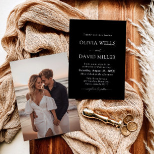 Elegant Modern Black & White Minimalist Wedding Invitation