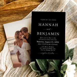Elegant Modern Black & White Minimalist Wedding Invitation