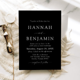 Elegant Modern Black & White Minimalist Wedding Invitation