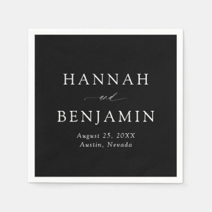 Elegant Modern Black & White Minimalist Wedding Napkin