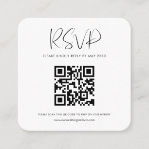 Elegant Modern Black & white QR code RSVP response Enclosure Card