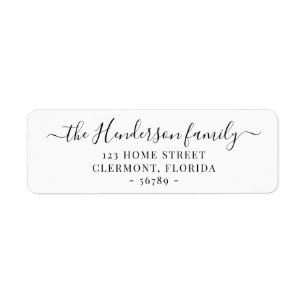 Elegant Modern Black White Script Return Address