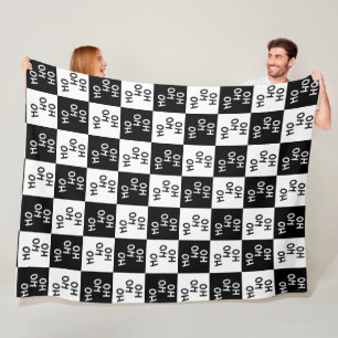 Elegant Modern Black White Typography Christmas Fleece Blanket