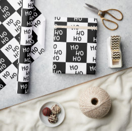 Elegant Modern Black White Typography Christmas Wrapping Paper
