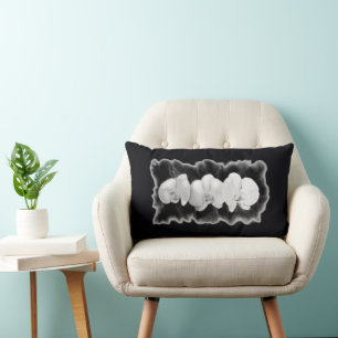 Elegant modern black white watercolor floral  lumbar cushion
