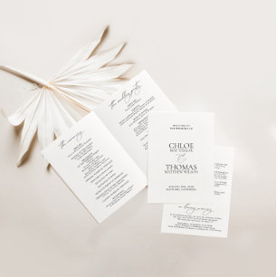 Elegant Modern Black & White Wedding Folder Programme