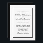 Elegant Modern Black & White Wedding Invitation<br><div class="desc">Modern Elegant,  Yet Simple Wedding Black and White with Gold Frame Invitation Card</div>