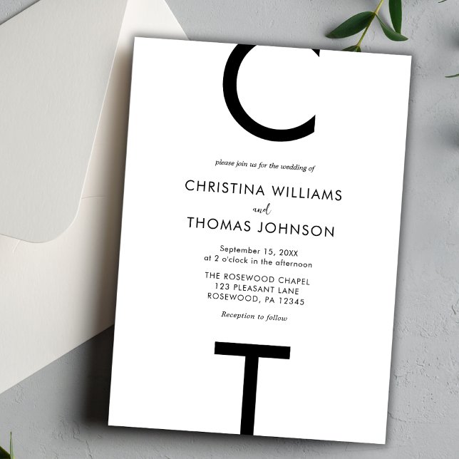 Elegant Modern Black White Wedding Invitation (Creator Uploaded)