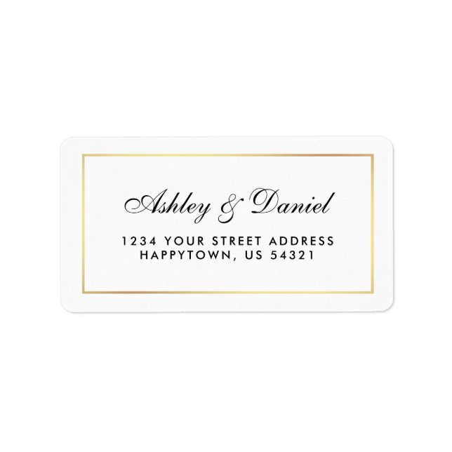 Elegant Modern Black White Wedding Label (Front)