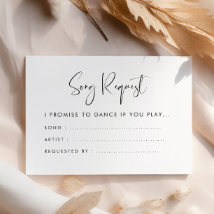 Elegant modern black & white wedding Song request Enclosure Card