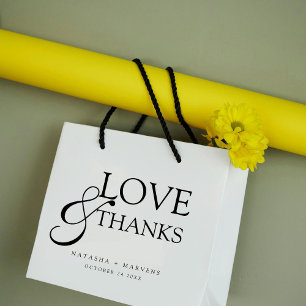 Elegant Modern Black & White Wedding Thank You Large Gift Bag