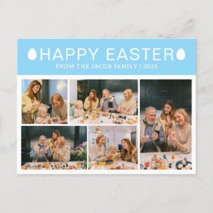 Elegant Modern Blessing Easter Family Five photo Holiday Postcard