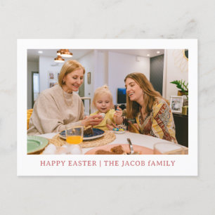 elegant Modern Blessing Easter family One photo Holiday Postcard