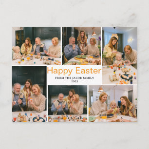 elegant Modern Blessing Easter family Six photo Holiday Postcard