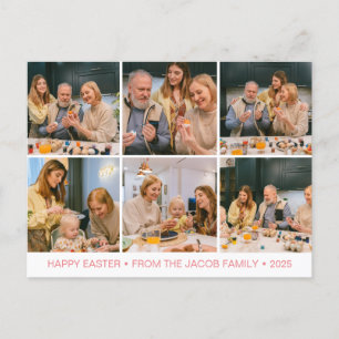 elegant Modern Blessing Easter family Six photo Holiday Postcard