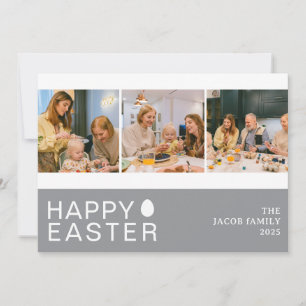 Elegant Modern Blessing Easter Family Three photo Holiday Card