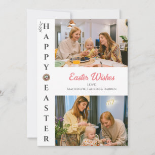 Elegant Modern Blessings Easter Family 3 photo Holiday Card