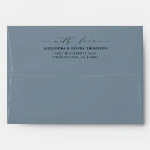 Elegant Modern  Blue Floral Pre-Addressed Envelope