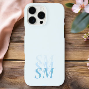 Elegant Modern Blue Initial Monogram iPhone 16 Pro Max Case